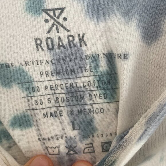 Roark Men’s Fear The Sea Tie Dye Tee Blue Green White Dyed T-Shirt Large - Picture 3 of 4
